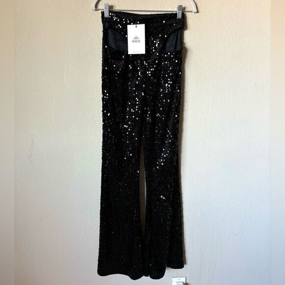 NWT Rare Maeve Olivetta Velvet Flare Pants Boot Cot Sequined Size XS - Picture 7 of 11